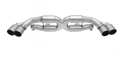 Porsche 991.1 / 991.2 Turbo X-Pipe Exhaust - Straight Cut Single Wall Tips  (Signature Satin) - SOUL Performance