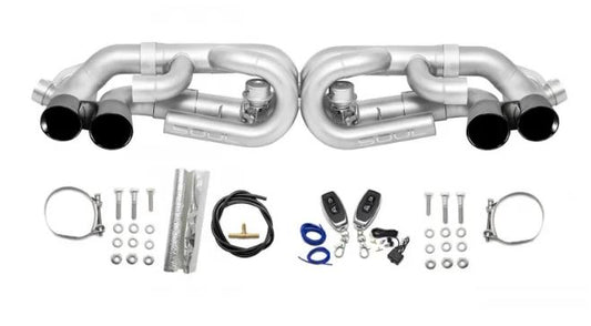 Porsche 991.1 Carrera Base (without PSE) Valved Performance Exhaust System - Black Chrome Tips - Includes Valve Controller - SOUL Performance