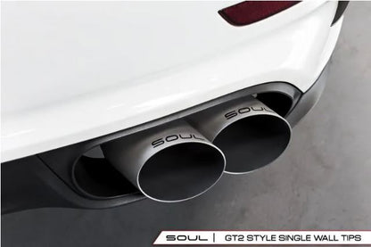Porsche 991.1 / 991.2 Turbo X-Pipe Exhaust - GT2 Style Single Wall Tips  (Signature Satin) - SOUL Performance