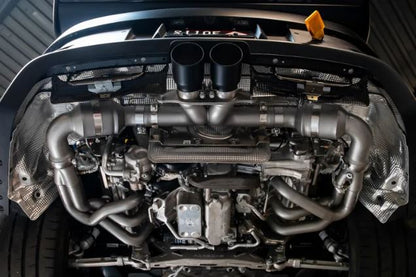 Porsche 992 GT3 Competition Race Exhaust System - 4" Straight Cut Single Wall Tips  (Satin Black) - SOUL Performance