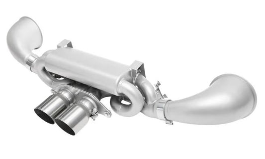 Porsche 992 GT3 Valved Exhaust System - 4" Slash Cut Single Wall Tips  (Brushed Finish) - SOUL Performance