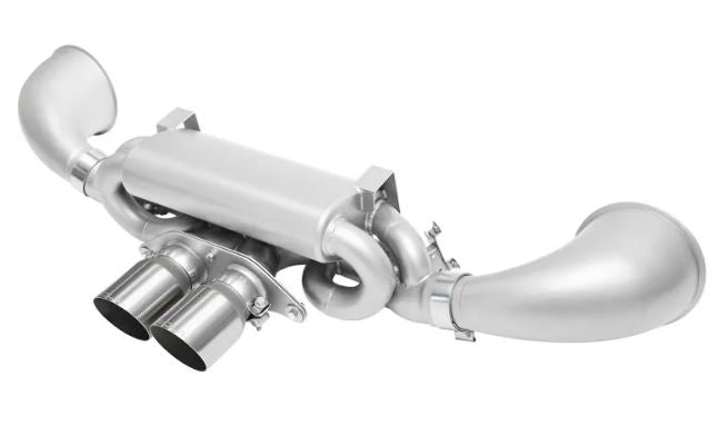 Porsche 992 GT3 Valved Exhaust System - 4" Straight Cut Single Wall Tips  (Brushed Finish) - SOUL Performance