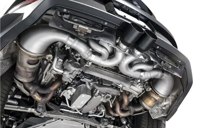 Porsche 992 GT3 Valved Exhaust System - 4" Slash Cut Single Wall Tips  (Satin Black) - SOUL Performance