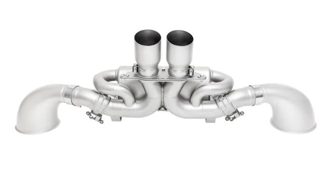 Porsche 992 GT3 Valved Exhaust System - 4" Slash Cut Single Wall Tips  (Brushed Finish) - SOUL Performance