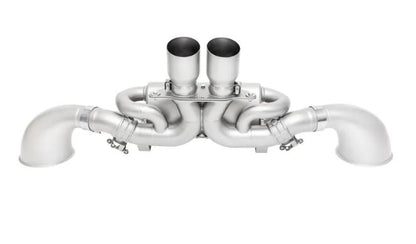 Porsche 992 GT3 Valved Exhaust System - 4" Slash Cut Single Wall Tips  (Satin Black) - SOUL Performance