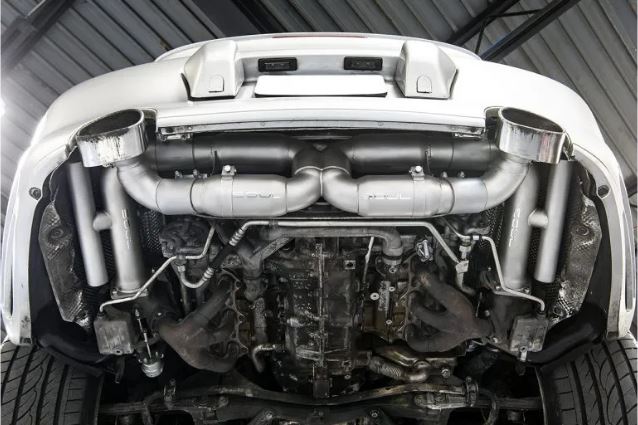 Porsche 996 Turbo Competition X-Pipe Exhaust System (includes Cat Bypass Pipes) - X-50 Style Bolt-On Tips - Black Chrome - SOUL Performance