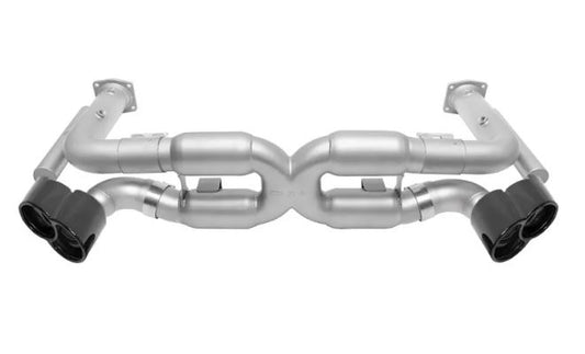 Porsche 996 Turbo Competition X-Pipe Exhaust System (includes Cat Bypass Pipes) - X-50 Style Bolt-On Tips - Black Chrome - SOUL Performance