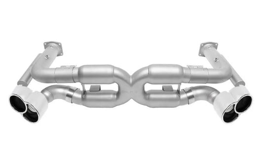 Porsche 996 Turbo Competition X-Pipe Exhaust System (includes Cat Bypass Pipes) - X-50 Style Bolt-On Tips - Polished Chrome - SOUL Performance