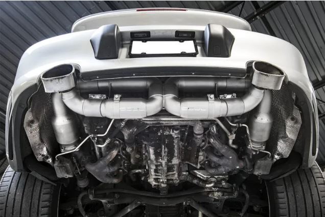Porsche 996 Turbo Sport X-Pipe Exhaust System (includes Sport Catalytic Converters) - X-50 Style Bolt-On Tips - Polished Chrome - SOUL Performance