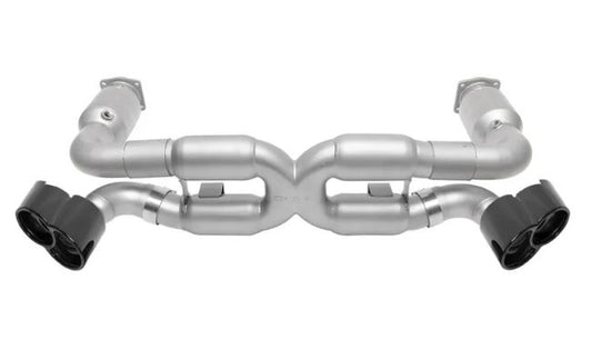 Porsche 996 Turbo Sport X-Pipe Exhaust System (includes Sport Catalytic Converters) - X-50 Style Bolt-On Tips - Black Chrome - SOUL Performance