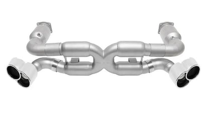 Porsche 996 Turbo Sport X-Pipe Exhaust System (includes Sport Catalytic Converters) - X-50 Style Bolt-On Tips - Polished Chrome - SOUL Performance