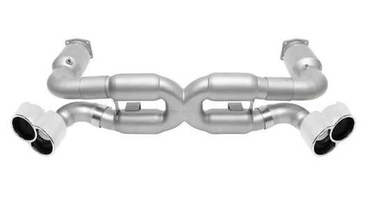 Porsche 996 Turbo Sport X-Pipe Exhaust System (includes Sport Catalytic Converters) - X-50 Style Bolt-On Tips - Polished Chrome - SOUL Performance