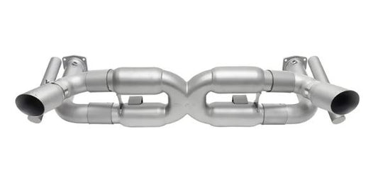 Porsche 997.1 Turbo Competition X-Pipe Exhaust System (includes Cat Bypass Pipes) - GT2 Style Single Wall Tips (Brushed Finish) - SOUL Performance