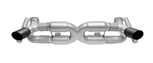 Porsche 997.1 Turbo Competition X-Pipe Exhaust System (includes Cat Bypass Pipes) - GT2 Style Single Wall Tips (Satin Black Finish) - SOUL Performance