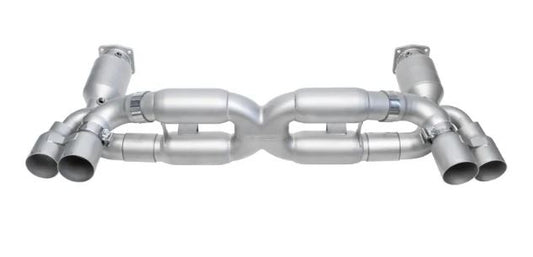 Porsche 997.1 Turbo Sport X-Pipe Exhaust System (includes Sport Catalytic Converters) - GT2 Style Single Wall Tips  (Signature Satin) - SOUL Performance