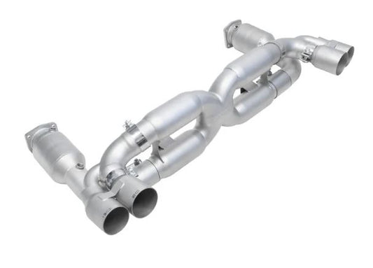 Porsche 997.1 Turbo Sport X-Pipe Exhaust System (includes Sport Catalytic Converters) - Straight Cut Single Wall Tips  (Signature Satin) - SOUL Performance
