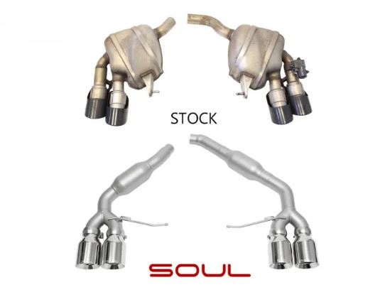 Porsche Macan 2.0T Resonated Muffler Bypass Exhaust - 4" Dual Wall Slash Cut Tips - Brushed - SOUL Performance