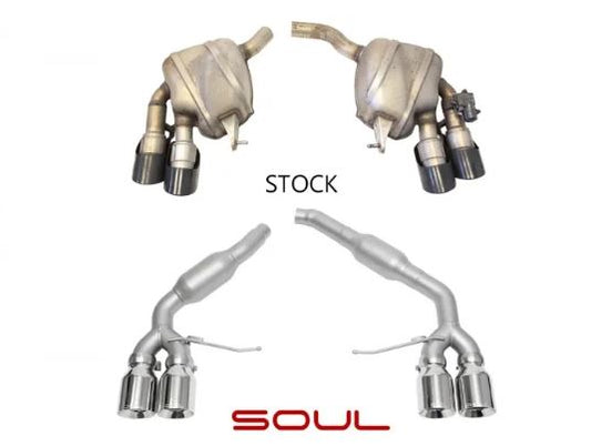 Porsche Macan 2.0T Resonated Muffler Bypass Exhaust - 4" Dual Wall Straight Cut Tips - Brushed - SOUL Performance