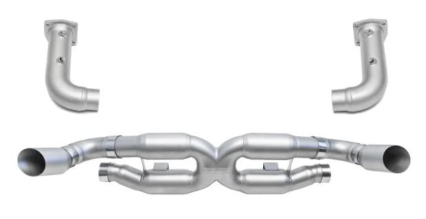 Porsche 997.2 Turbo Competition X-Pipe Exhaust System (includes Cat Bypass Pipes) - GT2 Style Single Wall Tips (Satin Black Finish) - SOUL Performance