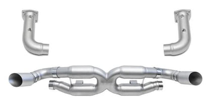 Porsche 997.2 Turbo Competition X-Pipe Exhaust System (includes Cat Bypass Pipes) - GT2 Style Single Wall Tips (Satin Black Finish) - SOUL Performance