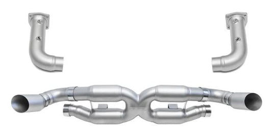 Porsche 997.2 Turbo Competition X-Pipe Exhaust System (includes Cat Bypass Pipes) - Reuse factory tips - SOUL Performance
