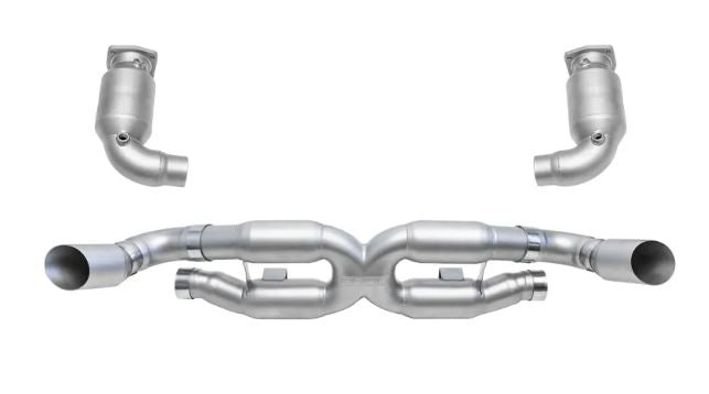 Porsche 997.2 Turbo Sport X-Pipe Exhaust System (includes Sport Catalytic Converters) - Reuse factory tips - SOUL Performance