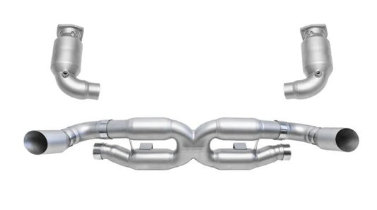 Porsche 997.2 Turbo Sport X-Pipe Exhaust System (includes Sport Catalytic Converters) - GT2 Style Single Wall Tips (Satin Black Finish) - SOUL Performance