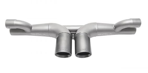 Porsche 997 / 997.2 GT3 Center Muffler Bypass Exhaust - 3.5" Slash Cut Single Wall Tips  (Brushed Finish) - SOUL Performance