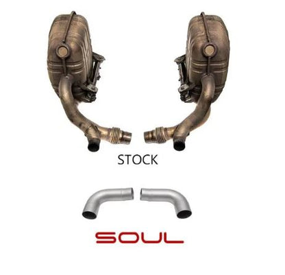 Porsche 997.1 Carrera Muffler Bypass Pipes (includes Black Chrome Tips For Base models or cars with PSE) - SOUL Performance