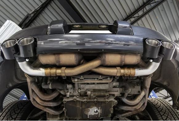 Porsche 997.1 Carrera Muffler Bypass Pipes (includes Black Chrome Tips For Base models or cars with PSE) - SOUL Performance