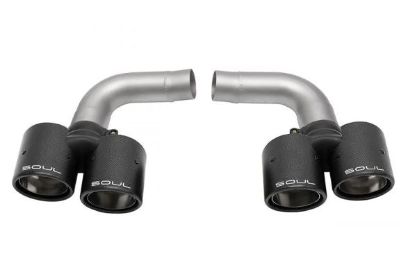 Porsche 997.1 Carrera Muffler Bypass Pipes (includes Dual Wall Carbon Fiber Tips For Base models or cars with PSE) - SOUL Performance